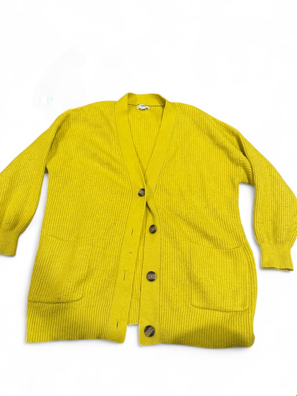 Aerie yellow ribbed knit cardigan in size M